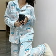 thumbnail image 6 of Kawaii Usagi Chiikawa Pajamas Suit Cartoon Women's Cute Coral Velvet Thickened Warm Home Clothes Setlong-Sleeved Trousers, 6 of 24
