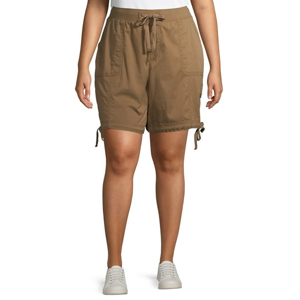 Terra & Sky Terra & Sky Women's Plus Size Solid Cargo Shorts