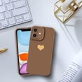 thumbnail image 5 of Designed for iPhone 11 Case (6.1 in) for Women Slim Silicone Camera Lens Protective Case with Cute Gold Heart Pattern Silky-Soft Touch Shockproof Cover for iPhone 11-Brown, 5 of 11