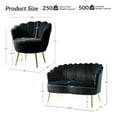 thumbnail image 6 of Velvet Futon Loveseat Sofa Upholstered 2 Seater Flower Shaped Golden Leg Home Living Room Bedroom Black, 6 of 9
