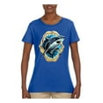 thumbnail image 2 of Ocean Shark Big Mouth Womens Graphic T-Shirt, Royal, Small, 2 of 3