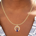 thumbnail image 5 of Round Blue Sapphire Circlet Diamond Drop Necklace Graduation Gift || Ali Baba Jewellery, 5 of 5