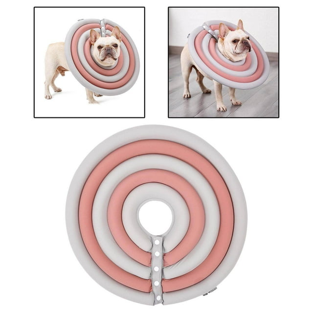 Maoww Adjustable Dog Collar Recovery Anti-Bite Cone Soft Protector for Pet Cat Gray Pink M