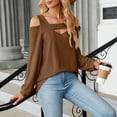 thumbnail image 5 of EDFBUYKRS Womens Fall Long Sleeve Tunic Tops Notch V Neck Shirt Casual Pleated Basic Pullover Xl, 5 of 9