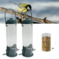 thumbnail image 6 of Hanging Bird Tube Feeder for Small Birds Pack of 2, Plastic Transparent Hanging Finch Feeder Garden Decoration with 2 Vents 2 Ports, 6 of 9