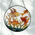 thumbnail image 3 of Goldfish Stained Glass Window Hanging - Handmade Sun Catcher, Colorful Fish in Pond Art Panel, Feng Shui Home Décor, Aquatic Nature Gift, Vibrant Wall Ornament for Fresh Energy, 3 of 5