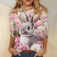 thumbnail image 5 of Momihoom Women's Floral Easter Bunny Graphic 3/4 Sleeve Crewneck Tunic Top, 5 of 5