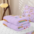 thumbnail image 5 of Manfei Rainbow Floral Zipper Twin Comforter Sets with Fitted Sheet and 2 Pillowcases, Cute Cartoon Zipper Bedding Set, Purple, Reversible, 4pcs, 5 of 7