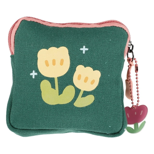 Sanitary Napkin Storage Bag Flower Pattern Coin Bag Square Period Bag Student Coin Bag