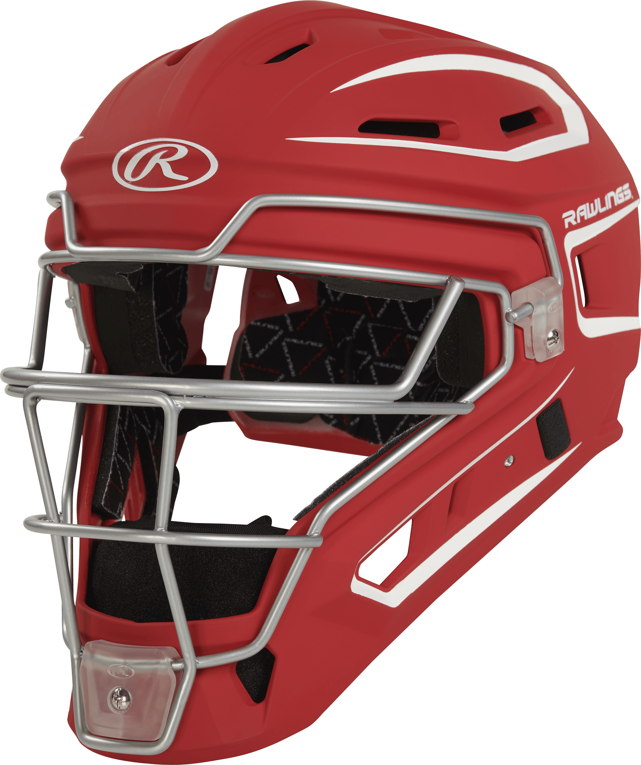 Rawlings Velo Baseball Senior Catcher's Helmet | Scarlet/White | Senior