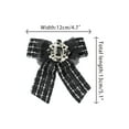 thumbnail image 2 of INSPIRE CHIC Women's Pre-Tied Neck Tie Ribbon Plaid Bowknot Brooch Pin with Rhinestone for Party 12 13cm/4.7" 5.1" Black, 2 of 5