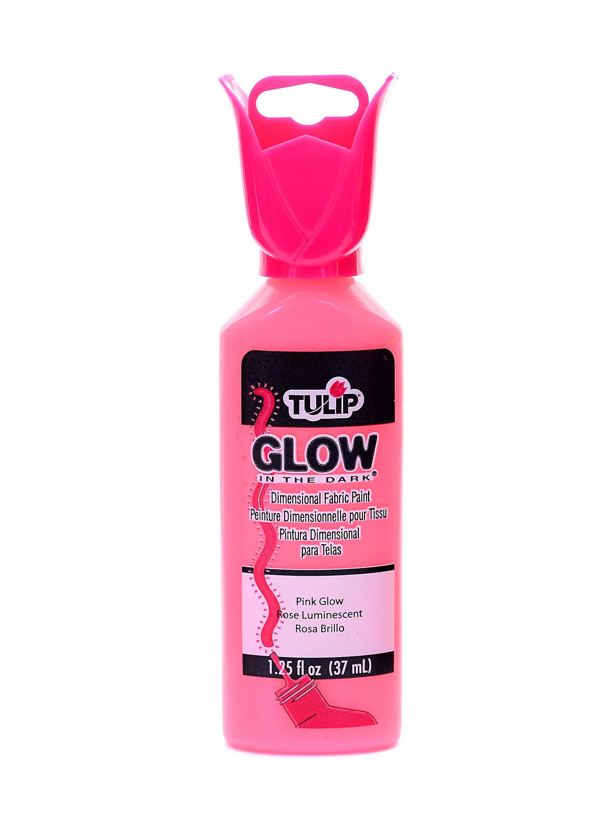 Glow in the Dark Dimensional Fabric Paint pink, 1 1/4 oz. (pack of 6)