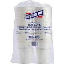 Genuine Joe Lined Disposable Hot Cups - 12 Fl Oz - 250 / Bundle - White - Polyurethane - Hot Drink