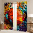 thumbnail image 2 of Homewish Kids Teenagers Sport Basketball Print Blackout Curtains Set of 2 (52x84 Each),Abstract Football Gamer Window Curtains,Watercolor Graffiti Splash Curtains and Drapes, 2 of 6