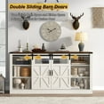 thumbnail image 3 of Farmhouse Coffee Bar Cabinet with Outlet USB Charging, 66'' Large Buffet Sideboard with Sliding Barn Doors & Adjustable Shelves for Kitchen Living Room, 3 of 9