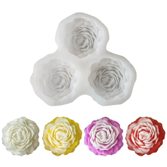 lanema Creative Silicone Candle Mold 3D Peony Flower Shape Ornament Moulds Silicone Craft Molds Silicone Texture for Crafting