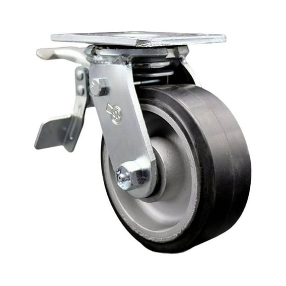 5 Inch Rubber on Aluminum Caster with Ball Bearing and Total Lock Brake SCC