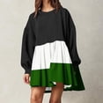 thumbnail image 2 of Elainilye Fashion Dresses for Women 2024 Casual Sweatshirt Long Sleeve Dress Round-Neck Ladies Patchwork Mini Dresses,Green, 2 of 6