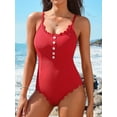 thumbnail image 5 of Sociala High Cut One Piece Monikini Swimsuit for Womens Ribbed Bath Suit Button Down Swimwear, 5 of 6
