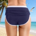thumbnail image 6 of HCNTES Womens High Waisted Swim Bottom Retro Triangle Bikini Bottoms Tummy Control Scrunch Swimwear Navy,5XL, 6 of 9