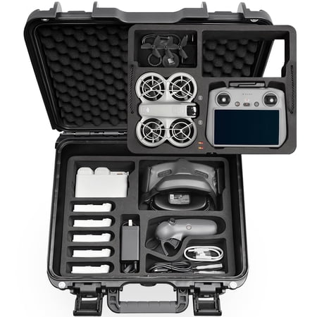 Lekufee Waterproof Hard Case for DJI Neo Drone,DJI RC 2/RC N3/N2,Goggles 3(Not for Goggles N3)/2/Goggles Integra,RC Motion 3/2, and Accessories(Case Only)