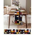 thumbnail image 3 of Table Runner Dresser Scarves 70 Inch Long, Abstract Mondrian Color Block Linen Dining Table Runners Colorful Geometric Stripe Art Tabletop Scarf for Wedding Holiday Party Kitchen, 3 of 7