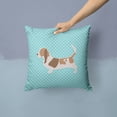 thumbnail image 2 of Carolines Treasures BB3702PW1414 Basset Hound Checkerboard Blue Fabric Decorative Pillow, 2 of 4