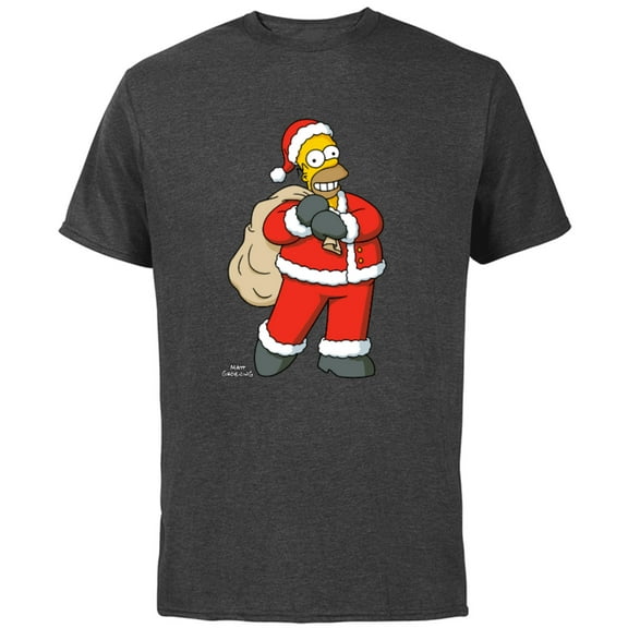 The Simpsons Santa Homer Holiday - Short Sleeve Cotton T-Shirt for Adults - Customized-Charcoal