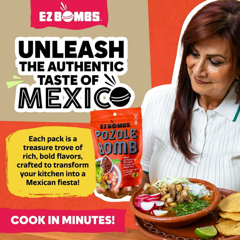 EZ Bombs Pozole Bomb Seasoning, Authentic Mexican Soup Mix with