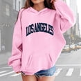 thumbnail image 2 of SGMVNU Girls Sweatshirts Oversized Graphic Hoodie Letter Print Hooded Pullover Long Sleeve Casual School Kids Clothes Pink Size 11-12 Years, 2 of 5