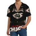 thumbnail image 7 of Lsque Chucky print Men's Cuban Collar Short Sleeve Shirt Summer Beachwear Casual Button Down Fashionable Vacation Leisure Shirt-XX-Large, 7 of 7