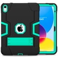 thumbnail image 2 of Elehold Rugged Heavy Duty Protective Hybird Case Compatible with iPad 10th Generation 10.9" 2022,  Hidden Kickstand Dual Angle Stand Shockproof Anti-drop.Black+Mint, 2 of 10