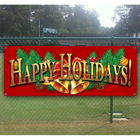 Happy Holidays 5 13 oz Vinyl Banner With Metal Grommets