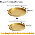 thumbnail image 3 of MODE HOME Modern Decorative Tray Set of 2, Wooden Round Crocodile Leather Tray with Polished Metal Handles, Decorative Serving Trays Coffee Table Trays Ottoman Platter for Home Decor (Golden), 3 of 7