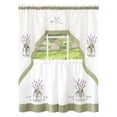 thumbnail image 2 of PowerSellerUSA Lavender Art Tier and Swag Window Curtain Set, Flower Design Bedroom Curtains Sets for Windows, Rod Pocket Style Polyester Drapes for Farmhouse and Hoom Decor, 58 x 36 inches, Green, 2 of 4