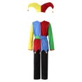 thumbnail image 4 of Linjinx Tenues de Cirque Clown pour Enfants Robe de Clown Patchwork Colorée avec Chapeau Ceinture Pantalon Ensemble Coloré 4-6 Ans, 4 of 7