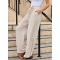 thumbnail image 6 of Eytino Trousers Pants for Women Striped Drawstring Wide Leg Elastic Waist Pants Casual Trousers with Pockets, 6 of 7