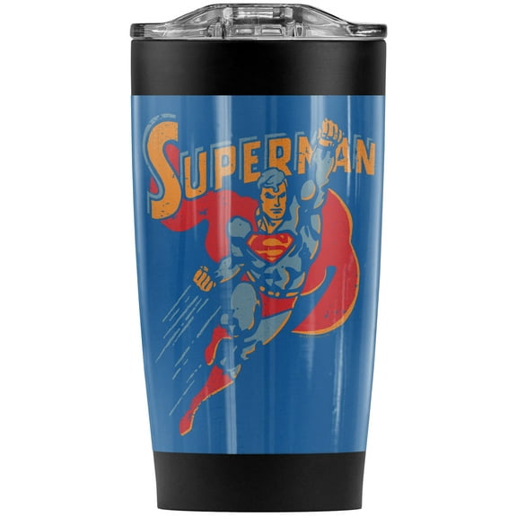 Superman Life Like Action Stainless Steel Tumbler 20 oz Coffee Travel Mug/Cup, Vacuum Insulated & Double Wall with Leakproof Sliding Lid | Great for Hot Drinks and Cold Beverages
