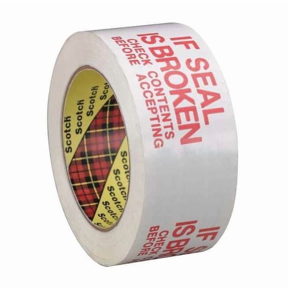 Scotch Carton Tape,Red on White,48mm x 100m 3771