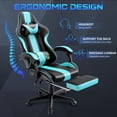 thumbnail image 3 of SOONTRANS Blue Gaming Chair, Ergonomic Gamer Game Chair with Footrest & Massage Lumbar Pillow, High Back Reclining Office Computer Chair for Adult, 3 of 8