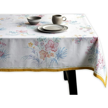 

Mindunm Paradise Island 100% Cotton Tablecloth Kitchen Dining Table Cloth for Rectangle Tables Farmhouse Tabletop Cover for Parties Wedding Use Spring/Summer (60 x120 )