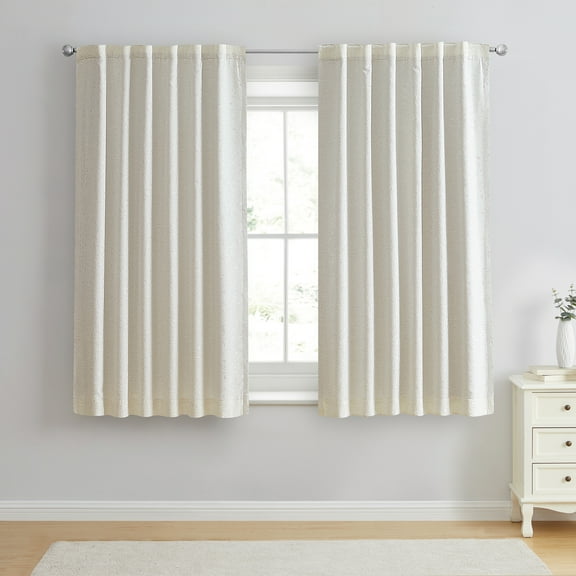 Better Homes & Gardens Leaves Rod Pocket Blackout Curtain Panel, 1-Piece, White, 50" W x 63" L