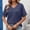 Navy, variant on Women'S Summer Tops V-Neck Minimalist Blue Short Sleeve Lace Retro Vintage Solid Blouses & Tops Sky Blue,Xxl