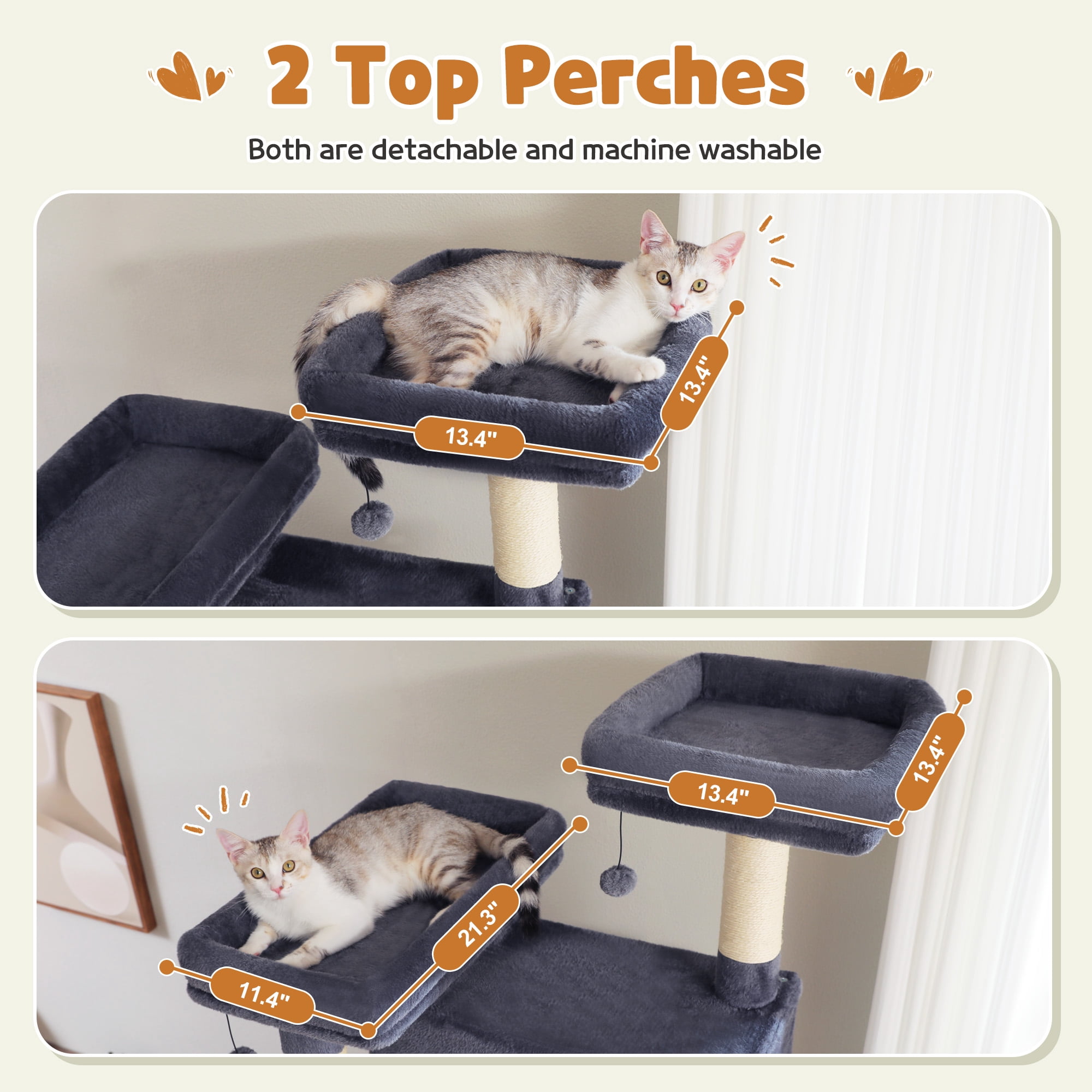 PAWZ Road 77" Cat Tree Multilevel Play Tower Enlarged Condo Hammock Sisal Scratching Posts Pads, Dark Gray