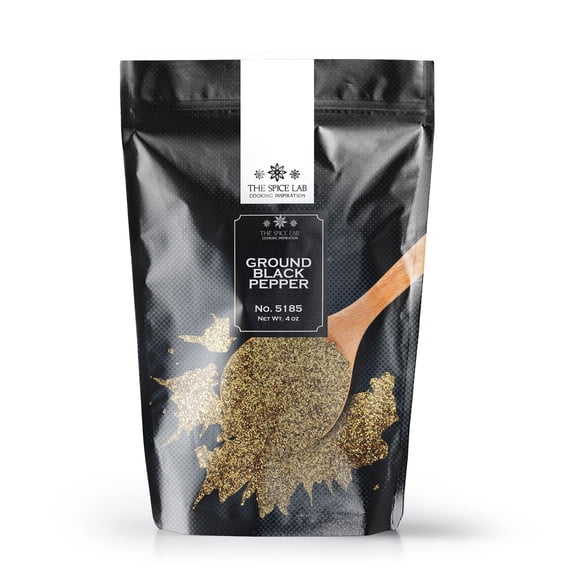 The Spice Lab Ground Black Pepper - Kosher Gluten-Free Non-GMO All Natural Pepper - 4 oz Resealable Bag - 5185