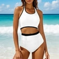 thumbnail image 5 of pstuiky Two Piece Swimsuit for Women, Women High Waisted Bikini Set with Chest Cushion and Lining Two Piece Swimsuit Sports Swimwear for Women Comfortable and Supportive Design White S, 5 of 9