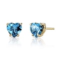 thumbnail image 4 of Paris Jewelry 18k Yellow Gold 1/2 Ct Heart Created Blue Topaz Stud Earrings Jewelry Gift for Women plated, 4 of 5