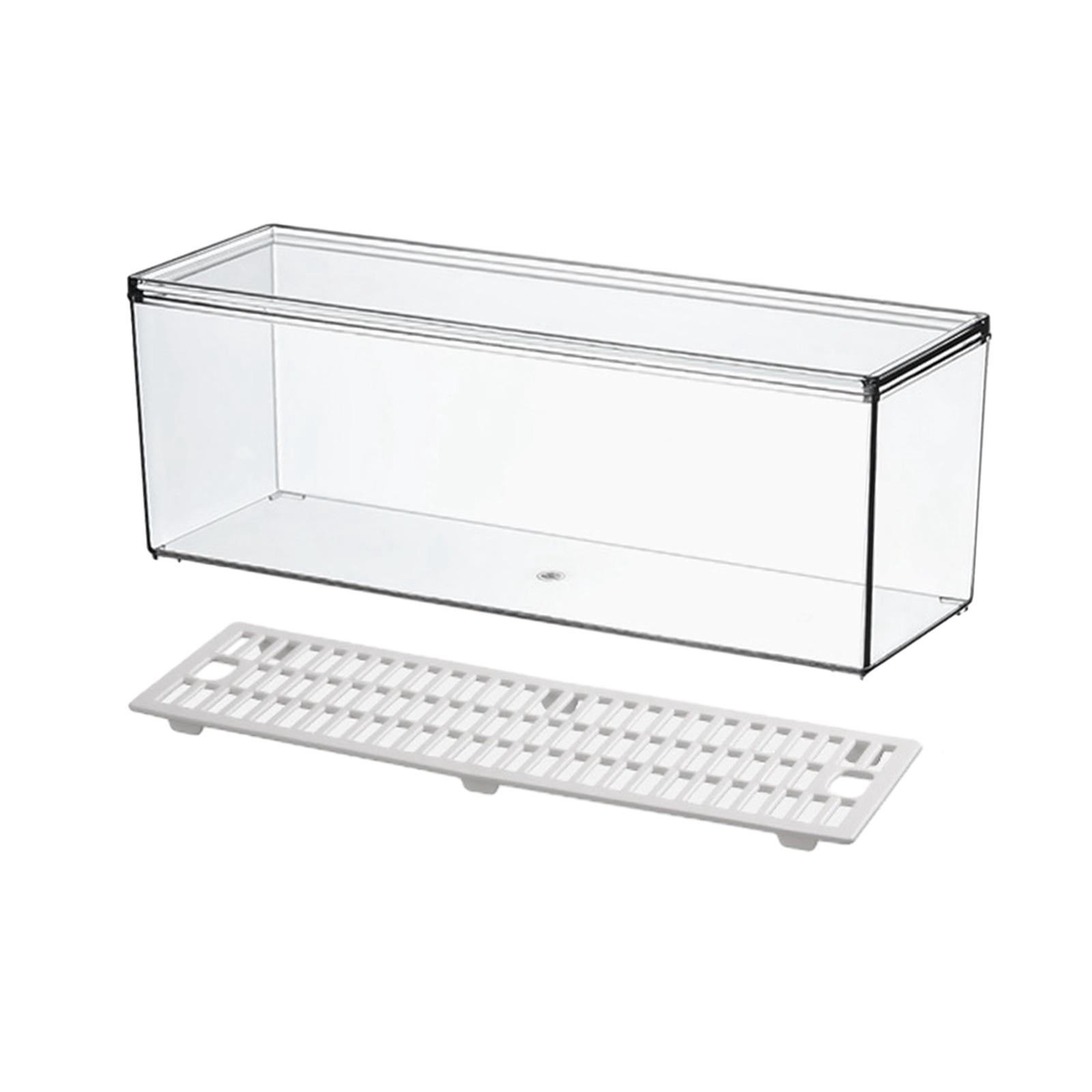 Esquirla Fridge Organizer Chopstick Storage Box Food Storage Bin Multipurpose Flatware Tray Vanity Organizer for Spoons Fruit Cabinets Large and Drain Tray