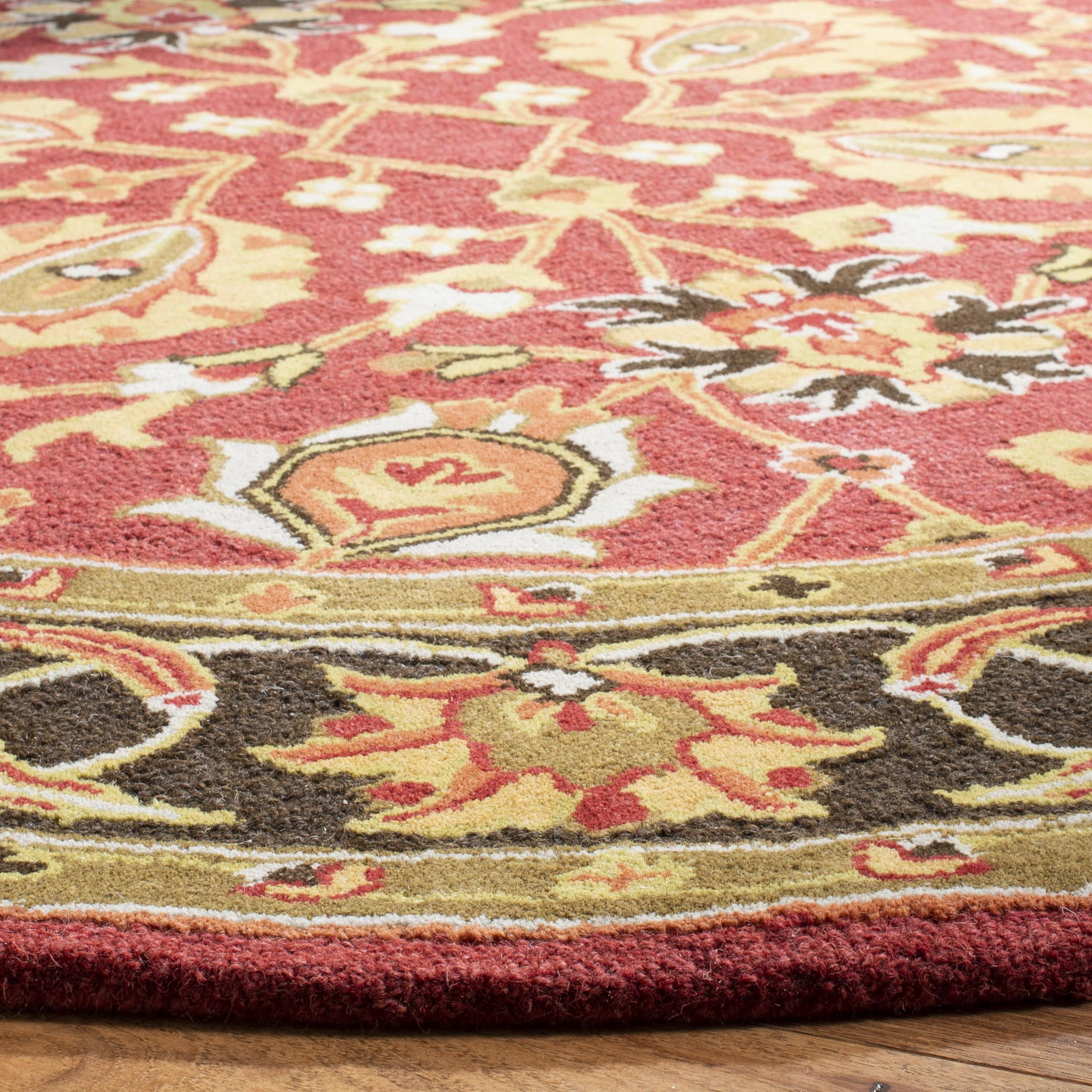 Safavieh Heritage Clarisse Floral Wool Area Rug, Red/Gold, 6' x 6' Round