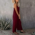 thumbnail image 4 of JGTDBPO Jumpsuits for Women Casual Sleeveless Spaghetti Strap Rompers Boho Wide Leg Jumpsuits Baggy Overalls Jumpers with Pockets Dressy Trendy Outfits Clothes 2025, 4 of 7